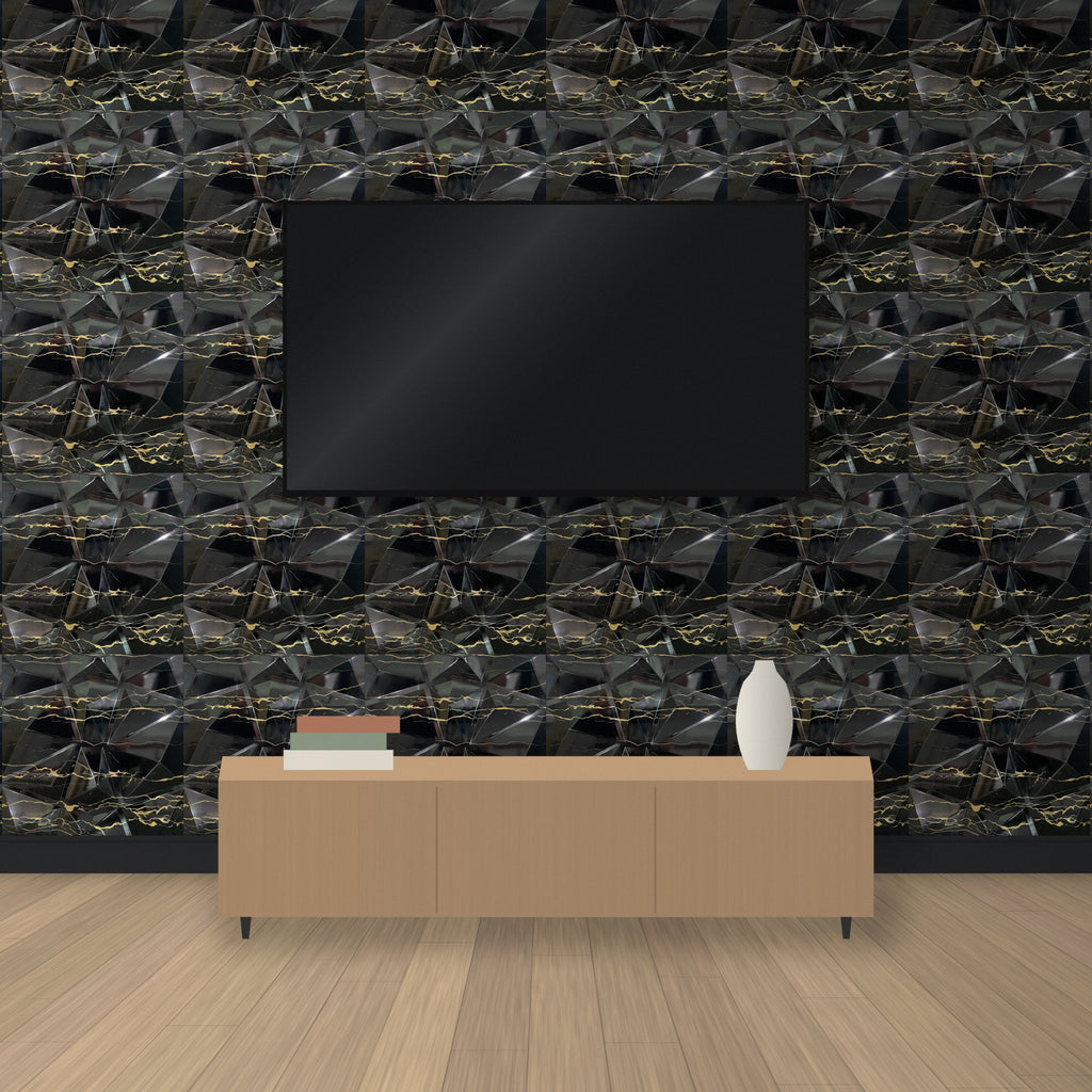 Nero Marble 3D wall panels as a TV feature wall