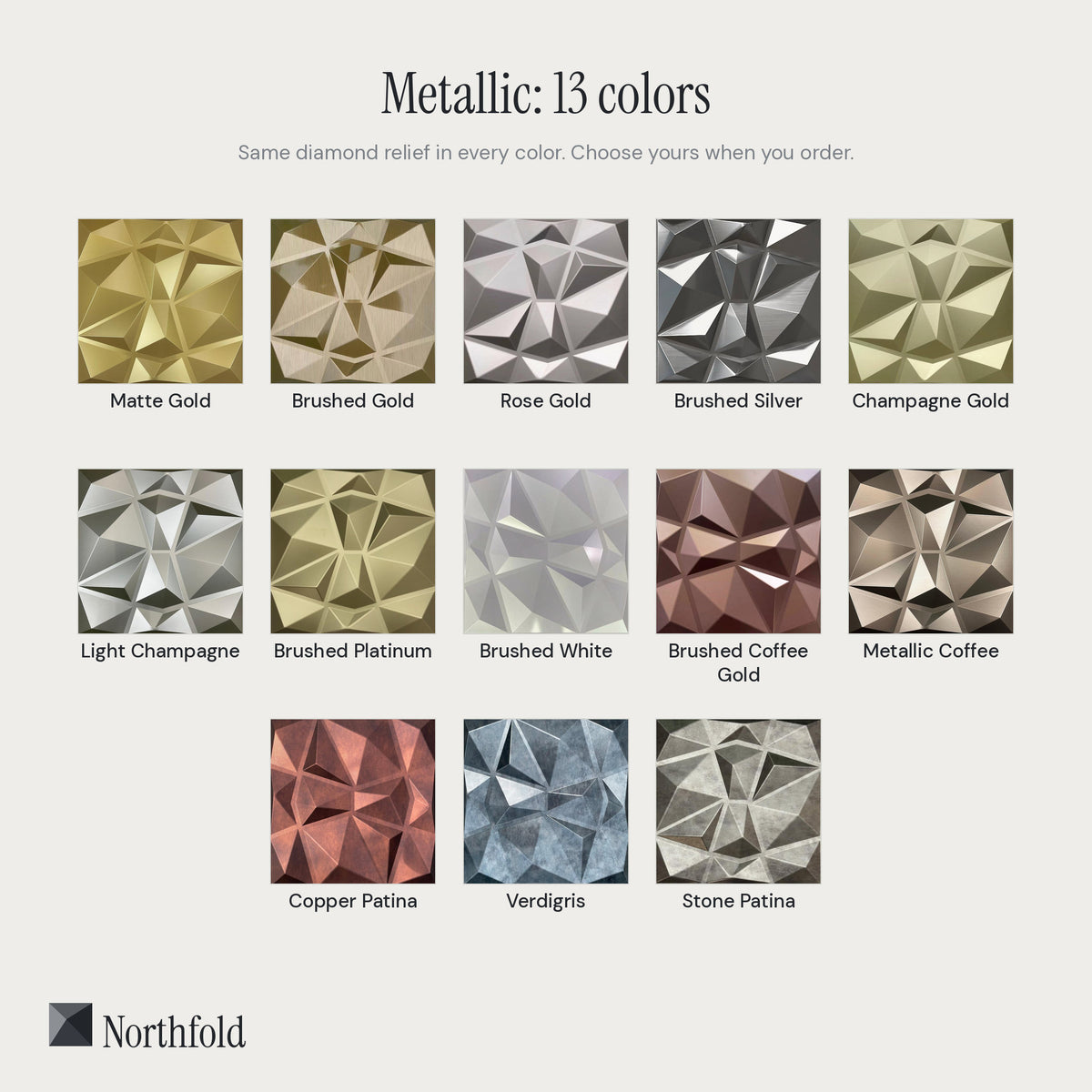All Metallic 3D wall panel colors
