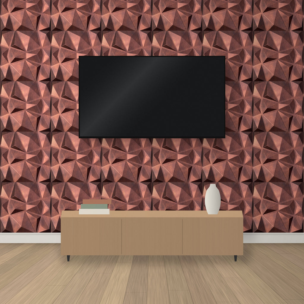 Copper Patina 3D wall panels as a TV feature wall