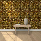 Mirror-Look Gold 3D wall panels behind a console table