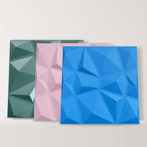 Forest Green, Blush Pink and Sky Blue solid color diamond 3D wall panels