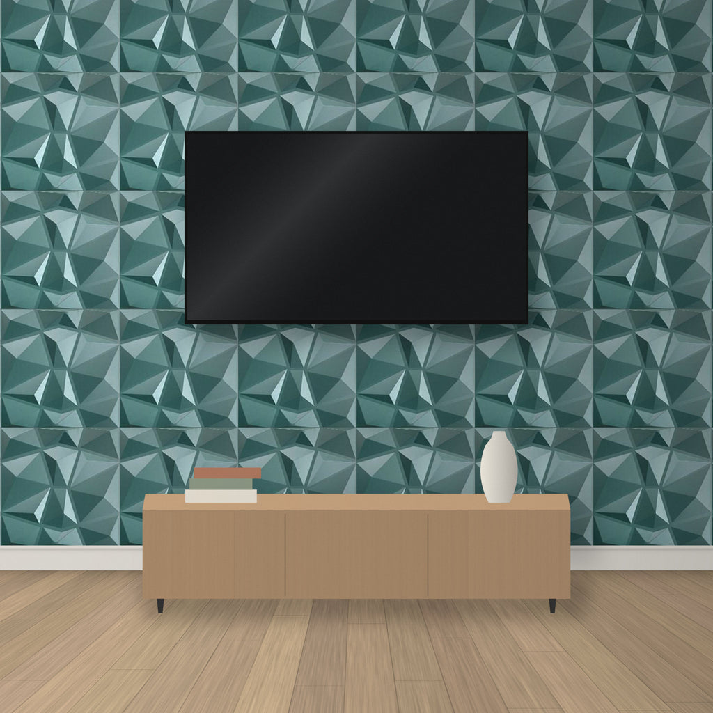 Forest Green 3D wall panels as a TV feature wall