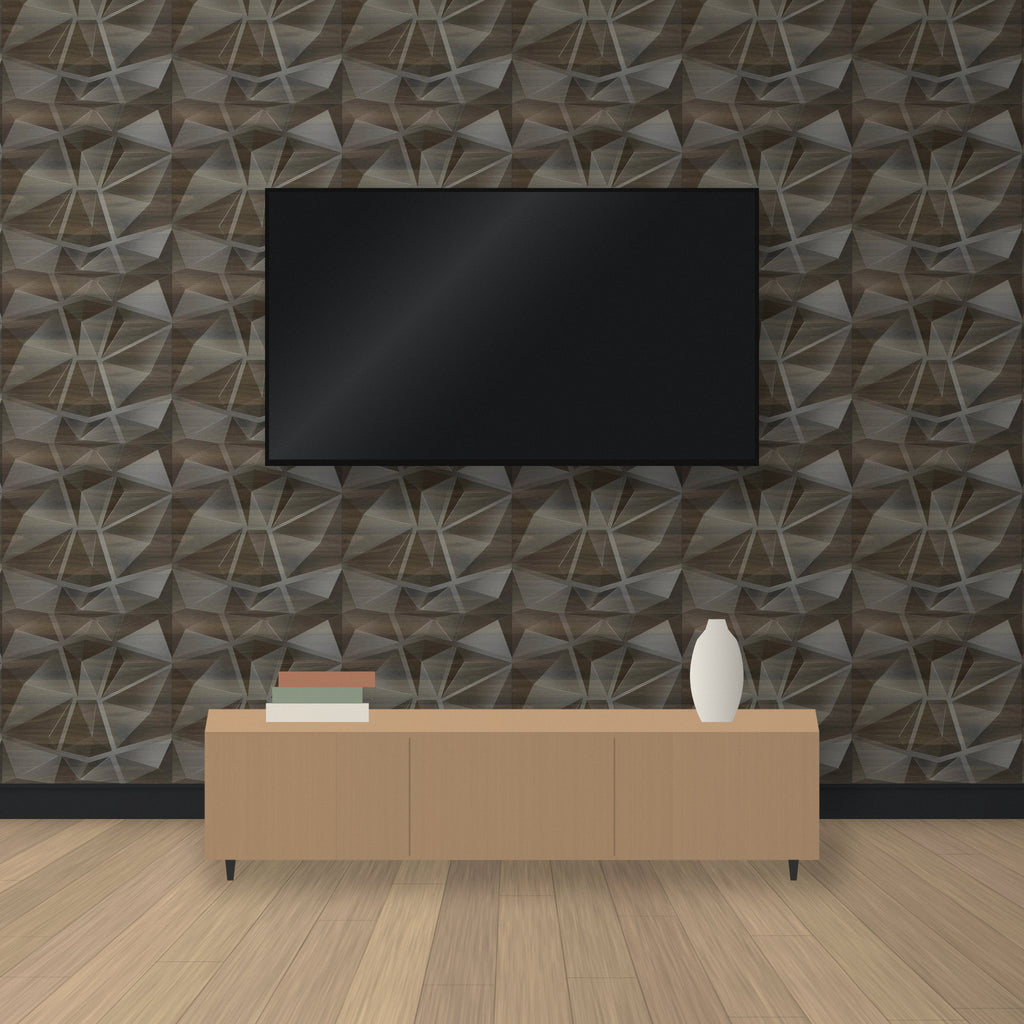 Black Walnut 3D wall panels as a TV feature wall