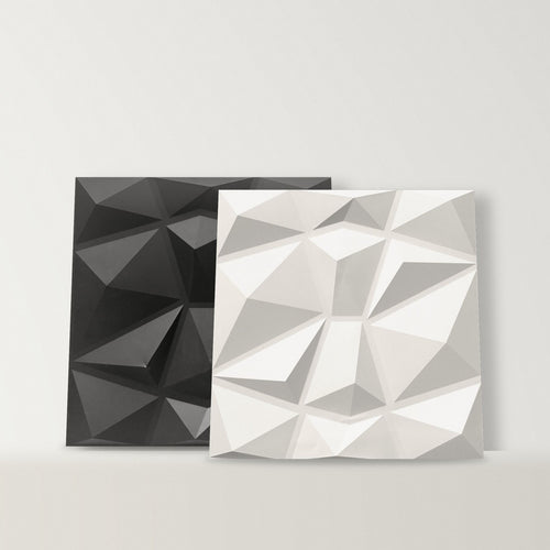 Chalk White and Ink Black diamond 3D wall panels