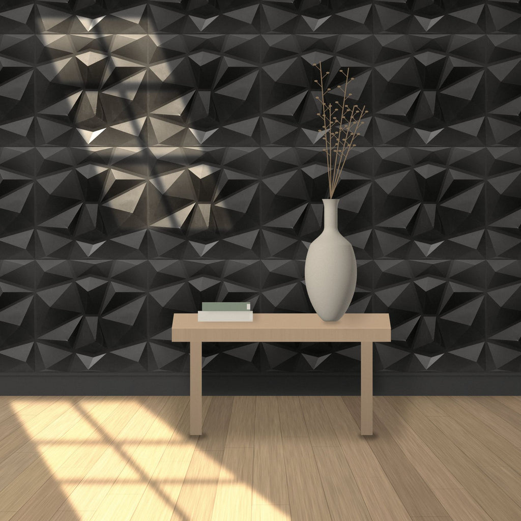 Ink Black Diamond 3D Wall Panels