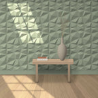 3D wall panels painted sage green