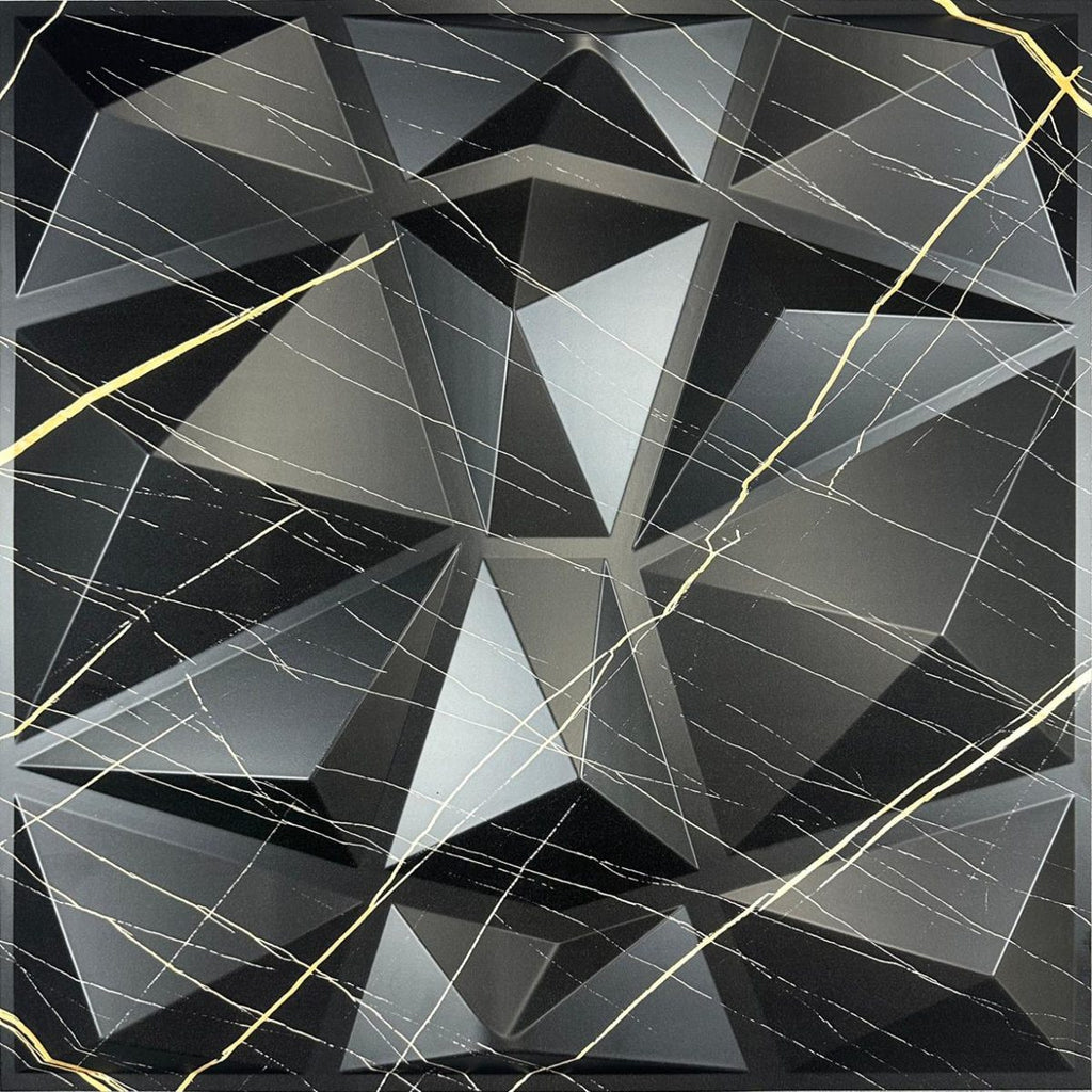 Black Grid Marble Diamond 3D Wall Panels