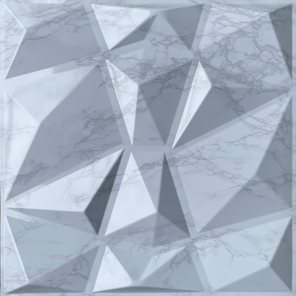 Matte White Marble Diamond 3D Wall Panels
