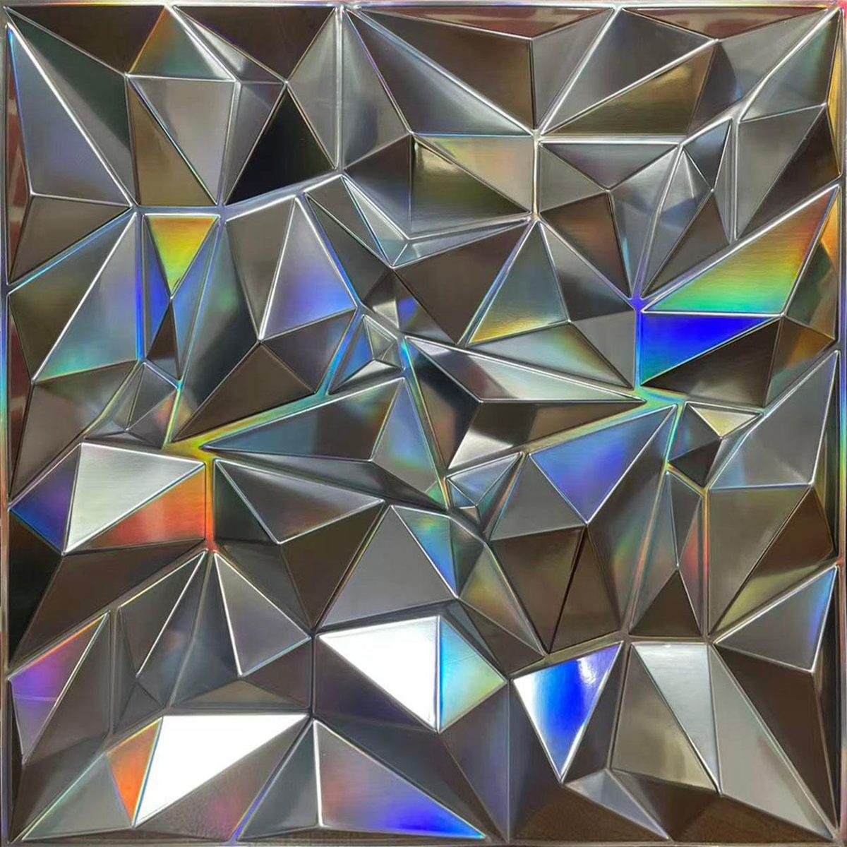 Iridescent Silver Diamond 3D Wall Panels